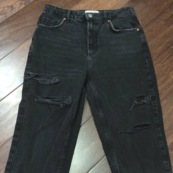 We The Free Free People Black Lasso High Rise Destroyed Jeans SIZE 27 - Picture 2 of 7